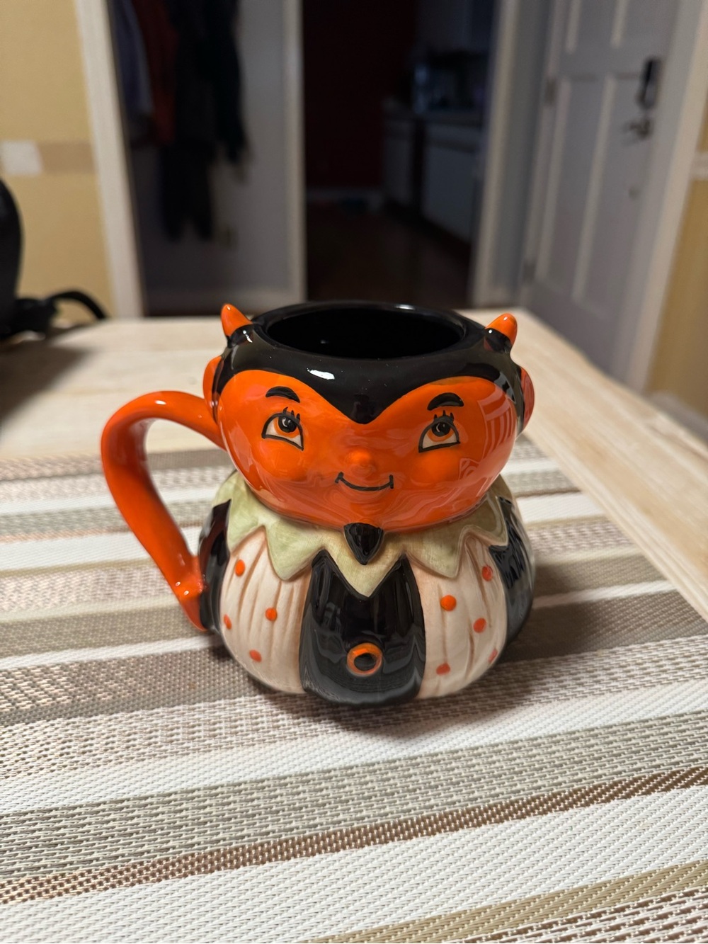 Johanna Parker Halloween Devil Ceramic coffee Mug - Orange and Black